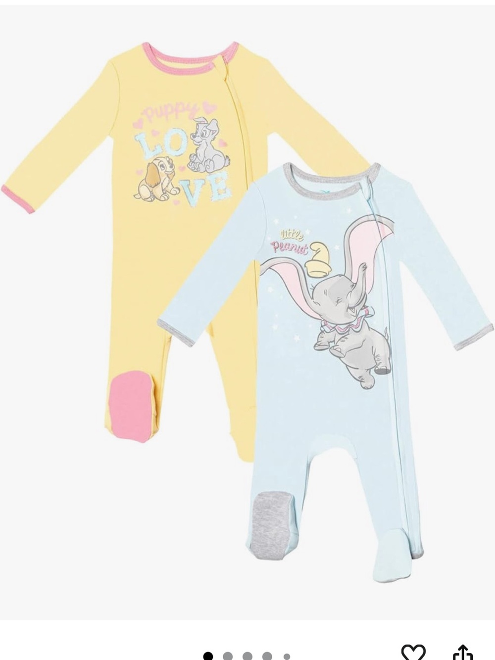 Disney Baby Girls 2 Pack Zip Up Sleep N' Plays 24 Months